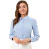 imageAllegra K Womens Peter Pan Collar Blouse Business Casual Long Sleeve Button Down Work ShirtLight Blue