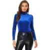 imageAllegra K Womens Turtleneck Velvet Top Long Sleeve Work Shirts Basic Velour BlouseRoyal Blue