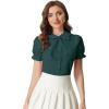 imageAllegra K Womens Vintage Peter Pan Collar Tie Neck Casual Cute Cotton ButtonUp ShirtDark Green
