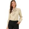 imageAllegra K Womens Work Blouse Tie Neck Long Sleeve Shirts Button Down Elegant Office Business Top 2025Apricot
