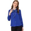 imageAllegra K Womens Work Blouse Tie Neck Long Sleeve Shirts Button Down Elegant Office Business Top 2025Royal Blue