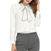 imageAllegra K Womens Work Blouse Tie Neck Long Sleeve Shirts Button Down Elegant Office Business Top 2025White