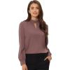 imageAllegra K Womens Work Tops Dressy Casual Shirts Mock Neck Keyhole Business Casual Long Sleeve BlouseCarmine