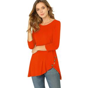imageAllegra K Womens Tunic Tops Loose Fit Dressy High Low Round Neck 2025 Fall 34 Sleeve Long ShirtOrange
