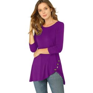 imageAllegra K Womens Tunic Tops Loose Fit Dressy High Low Round Neck 2025 Fall 34 Sleeve Long ShirtPurple