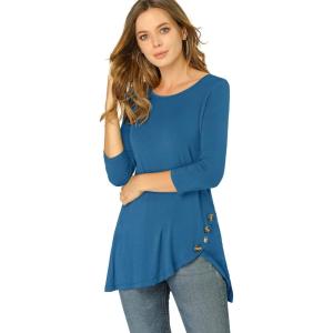 imageAllegra K Womens Tunic Tops Loose Fit Dressy High Low Round Neck 2025 Fall 34 Sleeve Long ShirtRoyal Blue