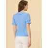 imageAllegra K Button Down Shirt for Womens Pleated Short Sleeve V Neck TopBlue