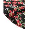 imageAllegra K Floral Dress for Womens Tie Neck 34 Sleeve Work Midi Flowy Flare Dress