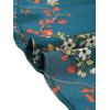 imageAllegra K Floral Satin Dresses for Womens Spring Fall Long Sleeve Belted Button Down DressPeacock Blue