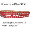 imageAllegra K Grommet Belt Leather Skinny Thin Waist Belts for Women Punk Rock StyleRed