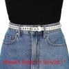 imageAllegra K Grommet Belt Leather Skinny Thin Waist Belts for Women Punk Rock StyleWhite