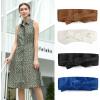 imageAllegra K Ladies Faux Leather Self Tie Bowknot Wide Waist Band Sash Obi Belt for DressesBlack