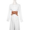 imageAllegra K Ladies Faux Leather Self Tie Bowknot Wide Waist Band Sash Obi Belt for DressesBrown Color