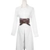 imageAllegra K Ladies Faux Leather Self Tie Bowknot Wide Waist Band Sash Obi Belt for DressesCoffee