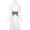 imageAllegra K Ladies Faux Leather Self Tie Bowknot Wide Waist Band Sash Obi Belt for DressesDark Purple