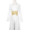 imageAllegra K Ladies Faux Leather Self Tie Bowknot Wide Waist Band Sash Obi Belt for DressesGold