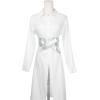 imageAllegra K Ladies Faux Leather Self Tie Bowknot Wide Waist Band Sash Obi Belt for DressesSilver
