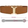 imageAllegra K Lady Textured Faux Leather Stretchy Fabric Cinch Waist BeltBrown