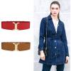 imageAllegra K Lady Textured Faux Leather Stretchy Fabric Cinch Waist BeltRed