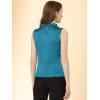 imageAllegra K Office Blouse for Womens 2024 Sleeveless Mock Neck Ruffles Elegant Satin Work TopsDeep Green