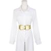 imageAllegra K Plus Size Interlock Buckle 8shaped Faux Leather Elastic Belt Cinch Waistband for LadyMetallic Gold