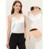 imageAllegra K Satin Camisole for Womens V Neck Sleeveless Spaghetti Strap Cami Tank TopWhite