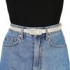 imageAllegra K Skinny Slim Thin Nonporous Waist Belt Rectangle Buckle PU Leather Solid Simple Belts for Jeans DressBeige