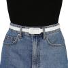 imageAllegra K Skinny Slim Thin Nonporous Waist Belt Rectangle Buckle PU Leather Solid Simple Belts for Jeans DressCream