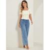 imageAllegra K Smocked Crop Top for Womens Slim Fit Floral Peasant BlouseBeige Yellow