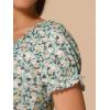 imageAllegra K Smocked Crop Top for Womens Slim Fit Floral Peasant BlouseDusty Green
