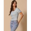 imageAllegra K Smocked Crop Top for Womens Slim Fit Floral Peasant BlouseGrey