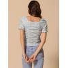imageAllegra K Smocked Crop Top for Womens Slim Fit Floral Peasant BlouseGrey