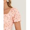 imageAllegra K Smocked Crop Top for Womens Slim Fit Floral Peasant BlouseOrange Pink