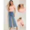 imageAllegra K Smocked Crop Top for Womens Slim Fit Floral Peasant BlouseOrange Pink