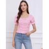 imageAllegra K Smocked Crop Top for Womens Slim Fit Floral Peasant BlousePink