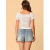 imageAllegra K Smocked Crop Top for Womens Slim Fit Floral Peasant BlouseWhite