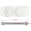 imageAllegra K Women Bowtie Ornament Press Stud Button Elastic Waist Cinch BeltWhite
