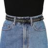 imageAllegra K Women Grommet Belt PU Leather Metal Buckle Skinny Waist Hollow BeltsBlack