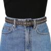 imageAllegra K Women Grommet Belt PU Leather Metal Buckle Skinny Waist Hollow BeltsCoffee