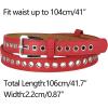 imageAllegra K Women Grommet Belt PU Leather Metal Buckle Skinny Waist Hollow BeltsRed