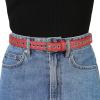 imageAllegra K Women Grommet Belt PU Leather Metal Buckle Skinny Waist Hollow BeltsRed
