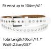 imageAllegra K Women Grommet Belt PU Leather Metal Buckle Skinny Waist Hollow BeltsWhite