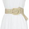 imageAllegra K Women Wide Waist Belts Braided Woven Belts for Dress Chunky BuckleBeige
