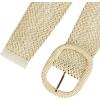 imageAllegra K Women Wide Waist Belts Braided Woven Belts for Dress Chunky BuckleBeige