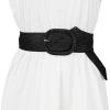 imageAllegra K Women Wide Waist Belts Braided Woven Belts for Dress Chunky BuckleBlack