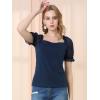 imageAllegra K Womens 2023 Elegant Square Neck Tops Semi Sheer Puff Sleeve BlouseBlue