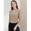 imageAllegra K Womens Elegant Choker Neck Cutout Button Decor Long Sleeve Chiffon Work Office Blouse TopApricot