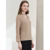 imageAllegra K Womens Elegant Choker Neck Cutout Button Decor Long Sleeve Chiffon Work Office Blouse TopApricot