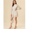 imageAllegra K Womens Elegant Long Sleeve Stand Collar High Waist Floral Lace DressBeige