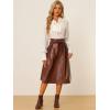 imageAllegra K Womens Faux Leather High Waist Belted PU Aline Midi SkirtBrown